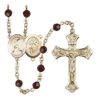 14kt Gold Filled 6mm Saint Sebastian/Baseball Rosary