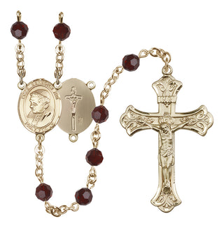 14 Karat Gold-Filled 6mm Austrian Crystal Pope Emeritace Benedict XVI Rosary in Garnet