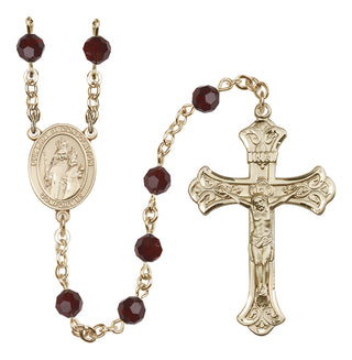 14 Karat Gold-Filled 6mm Austrian Crystal Our Lady of Consolation Rosary in Garnet