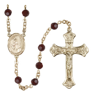14 Karat Gold-Filled 6mm Austrian Crystal Saint Elizabeth of the Visitation Rosary in Garnet
