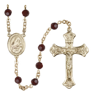 14 Karat Gold-Filled 6mm Austrian Crystal Our Lady of Grapes Rosary in Garnet