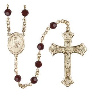 14 Karat Gold-Filled 6mm Austrian Crystal Saint Josemaria Escriva Rosary in Garnet