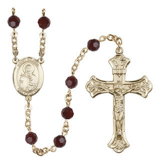 14 Karat Gold-Filled 6mm Austrian Crystal Saint Marina Rosary in Garnet