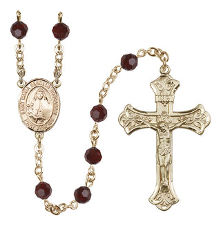 14 Karat Gold-Filled 6mm Austrian Crystal Saint Maria Bertilla Boscardin Rosary in Garnet