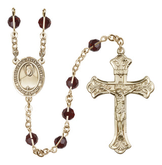 14 Karat Gold-Filled 6mm Austrian Crystal Blessed Emilie Tavernier Gamelin Rosary in Garnet