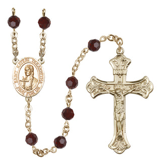 14 Karat Gold-Filled 6mm Austrian Crystal Saint Kateri Tekakwitha Rosary in Garnet