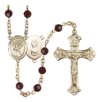 14 Karat Gold-Filled 6mm Austrian Crystal Saint Christopher/Dance Rosary in Garnet
