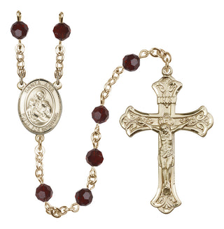 14 Karat Gold 6mm Austrian Crystal Santa Ana Rosary in Garnet