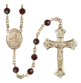 14 Karat Gold 6mm Austrian Crystal San Jose Rosary in Garnet