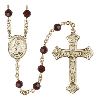 14 Karat Gold 6mm Austrian Crystal Saint Rose Philippine Duchesne Rosary in Garnet