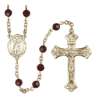 14 Karat Gold 6mm Austrian Crystal Saint Ivo of Kelmartin Rosary in Garnet