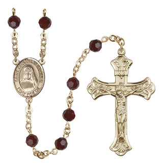 14 Karat Gold 6mm Austrian Crystal Saint Pauline Visintainer Rosary in Garnet