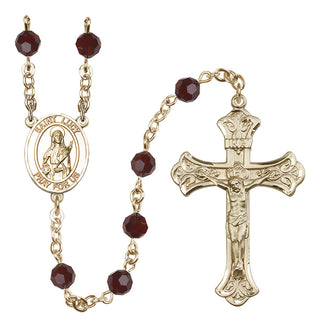 14 Karat Gold 6mm Austrian Crystal Saint Lucy Rosary in Garnet