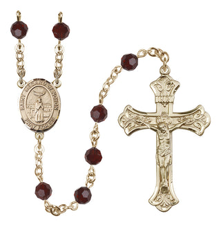 14 Karat Gold 6mm Austrian Crystal Saint Medard of Noyon Rosary in Garnet