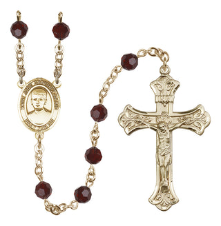 14 Karat Gold 6mm Austrian Crystal Saint Jose Sanchez del Rio Rosary in Garnet