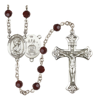 Sterling Silver 6mm Saint Christopher / Air Force Rosary