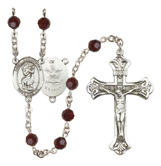 Sterling Silver 6mm Saint Christopher / Army Rosary
