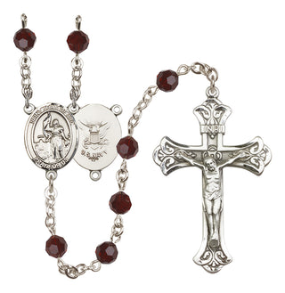 Sterling Silver 6mm Saint Joan of Arc / Navy Rosary