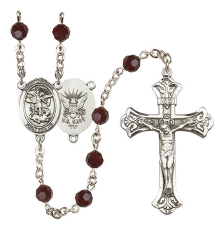 Sterling Silver 6mm Saint Michael / Navy Rosary