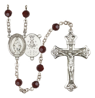 Sterling Silver 6mm Miraculous  Engraved Catholic Rosaries