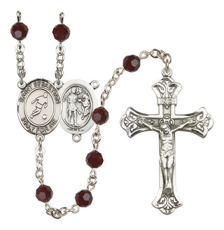 Sterling Silver 6mm Saint Sebastian/Soccer Rosary