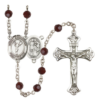 Sterling Silver 6mm Austrian Crystal Saint Sebastian/Cheerleading Rosary in Garnet