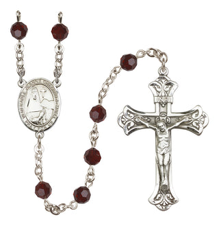 Sterling Silver 6mm Austrian Crystal Saint Jeanne Chezard de Matel Rosary in Garnet