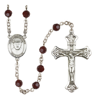 Sterling Silver 6mm Saint Damien of Molokai  Engraved Catholic Rosaries