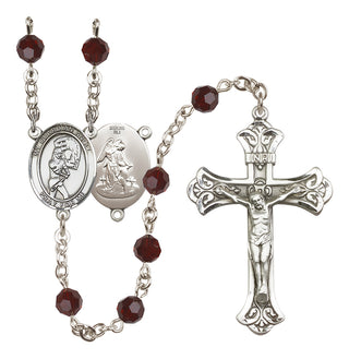 Sterling Silver 6mm Guardian Angel/Softball Rosary
