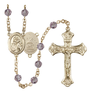 14 Karat Gold-Filled 6mm Austrian Crystal Saint Joan of Arc / Air Force Rosary in Light Amethyst