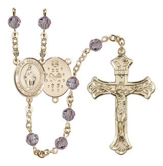14 Karat Gold-Filled 6mm Austrian Crystal Virgen Milagrosa Rosary in Light Amethyst