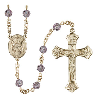 14 Karat Gold-Filled 6mm Austrian Crystal Saint Raymond Nonnatus Rosary in Light Amethyst