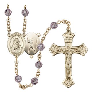14 Karat Gold-Filled 6mm Austrian Crystal Saint Rita / Baseball Rosary in Light Amethyst