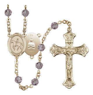 14 Karat Gold-Filled 6mm Austrian Crystal Saint Kateri/Equestrian Rosary in Light Amethyst