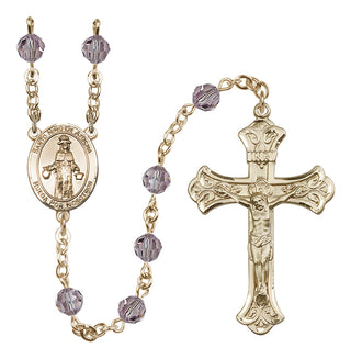 14 Karat Gold-Filled 6mm Austrian Crystal Saint Nino de Atocha Rosary in Light Amethyst