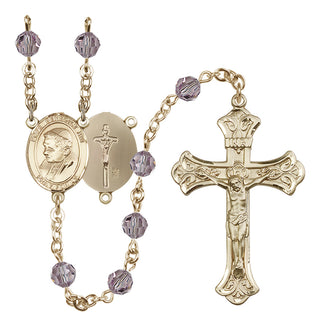 14 Karat Gold-Filled 6mm Austrian Crystal Pope Emeritace Benedict XVI Rosary in Light Amethyst