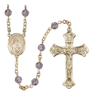 14 Karat Gold-Filled 6mm Austrian Crystal Saint Bede the Venerable Rosary in Light Amethyst