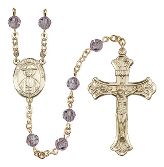 14 Karat Gold-Filled 6mm Austrian Crystal Saint Andrew Kim Taegon Rosary in Light Amethyst