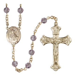 14 Karat Gold-Filled 6mm Austrian Crystal Saint Daria Rosary in Light Amethyst