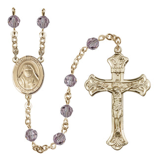 14 Karat Gold-Filled 6mm Austrian Crystal Saint Alphonsa of India Rosary in Light Amethyst