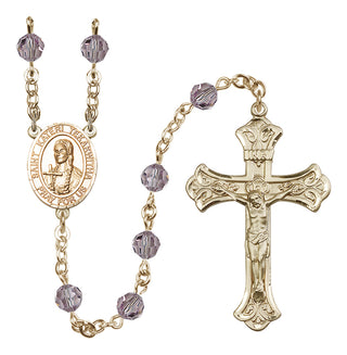 14 Karat Gold-Filled 6mm Austrian Crystal Saint Kateri Tekakwitha Rosary in Light Amethyst