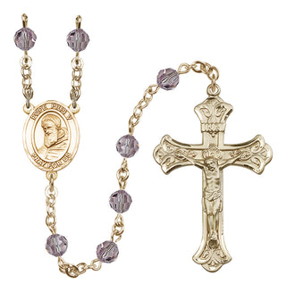 14 Karat Gold-Filled 6mm Austrian Crystal Pope Pius V Rosary in Light Amethyst