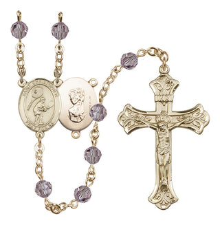 14 Karat Gold-Filled 6mm Austrian Crystal Saint Christopher/Tennis Rosary in Light Amethyst