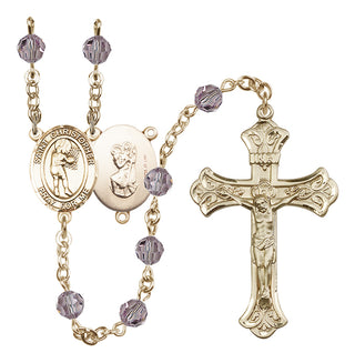14 Karat Gold-Filled 6mm Austrian Crystal Saint Christopher/Basketball-Women Rosary in Light Amethyst