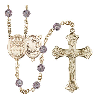14 Karat Gold 6mm Austrian Crystal Saint Cecilia / Choir Rosary in Light Amethyst