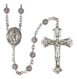 Sterling Silver 6mm Austrian Crystal Santa Barbara Rosary in Light Amethyst