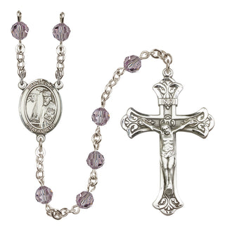 Sterling Silver 6mm Austrian Crystal Saint Elmo Rosary in Light Amethyst