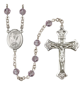Sterling Silver 6mm Austrian Crystal Saint Helen Rosary in Light Amethyst