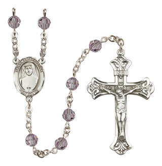 Sterling Silver 6mm Saint Maria Faustina  Engraved Catholic Rosaries