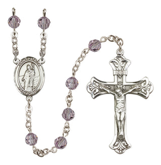 Sterling Silver 6mm Austrian Crystal Saint Patrick Rosary in Light Amethyst